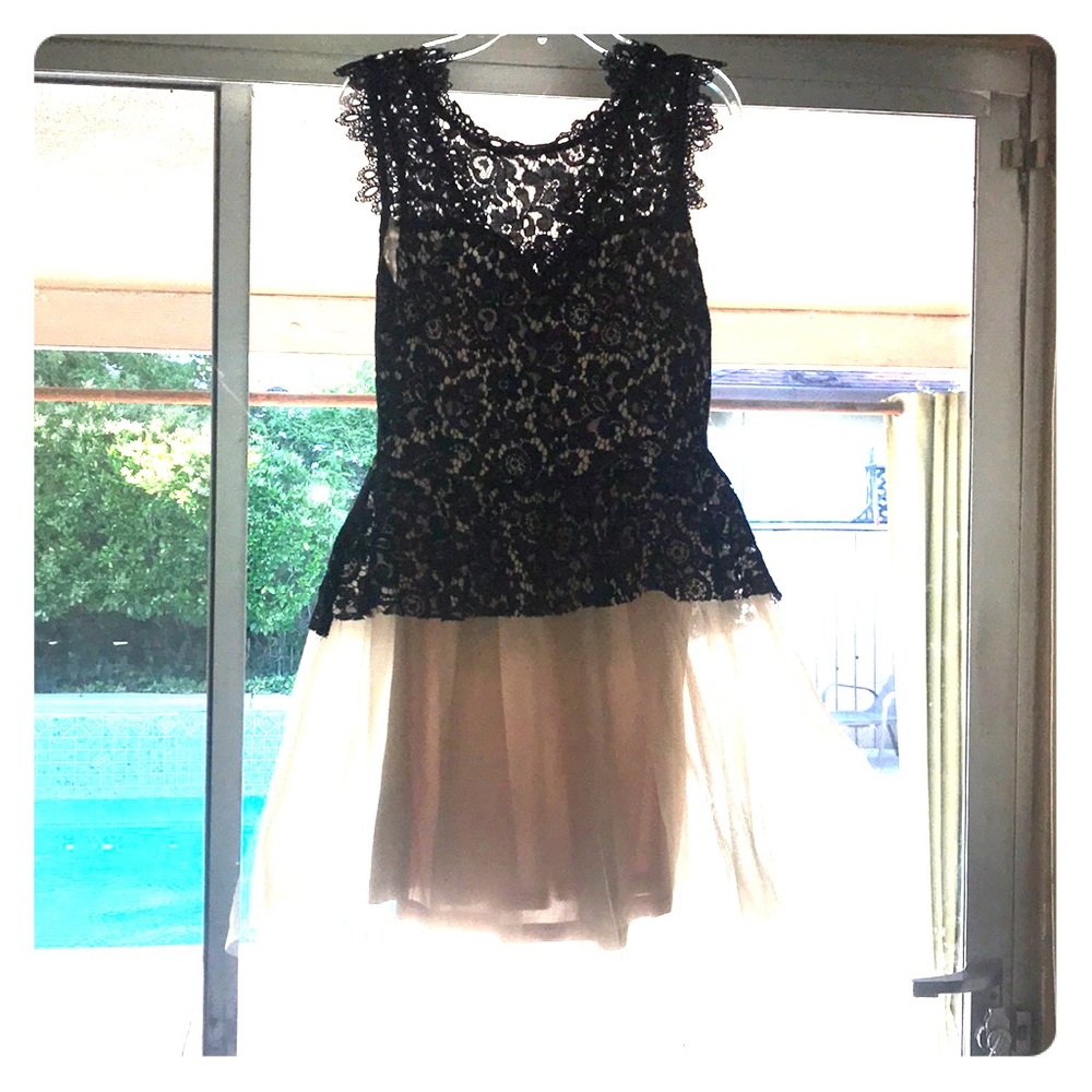 Black and cream Prom dress with lace detail